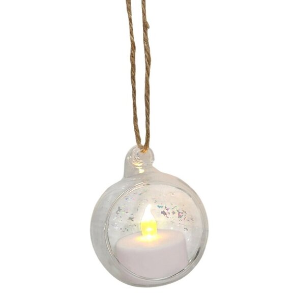 Clear Glass Hanging Ball, Orbs, Ornaments With Jute Twine For Decor Set Of 3 - Picture 5 of 12